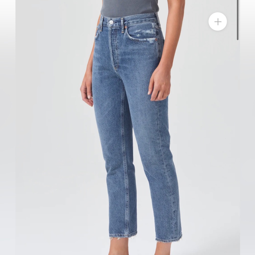 Agolde Riley High Rise Straight Crop Jeans - In Frequency - Picture 1 of 5